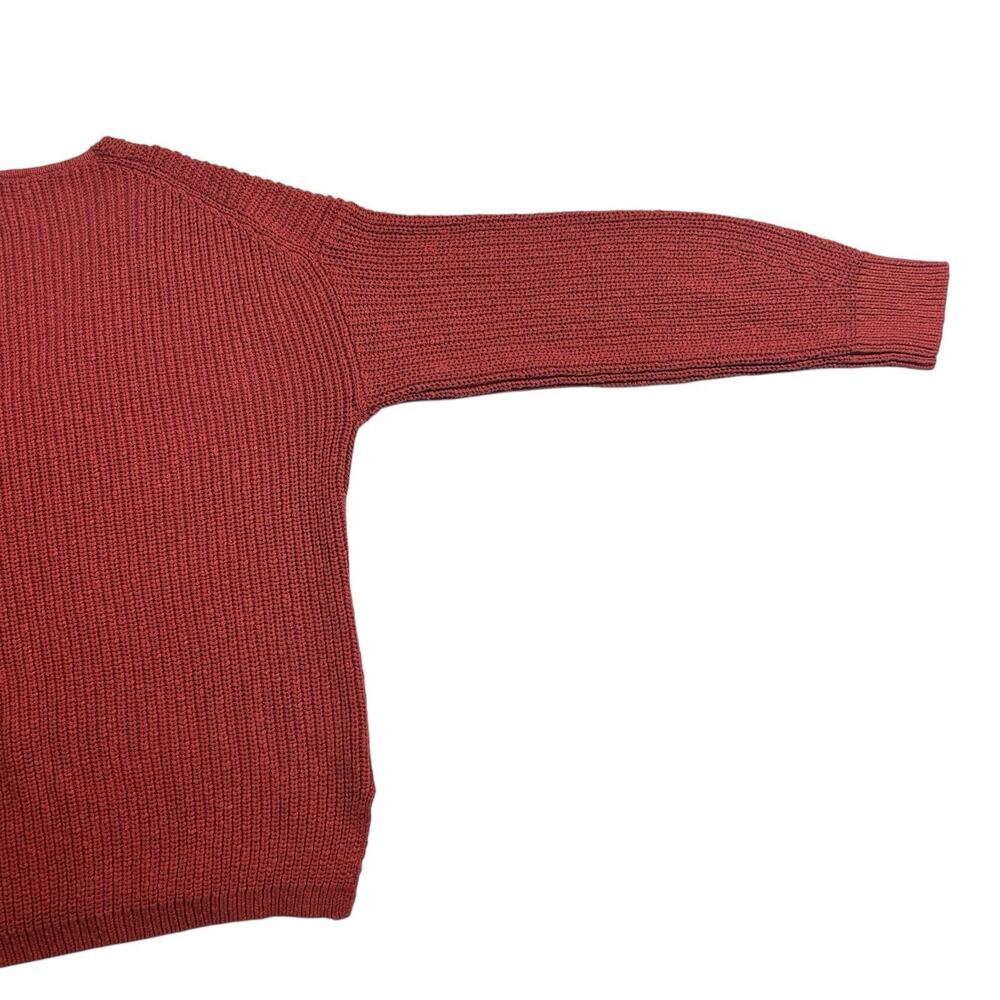 NWT Madewell Sz M Orange Ridgeton Pullover Textured Sweater Cotton Knit V-neck - Picture 7 of 13
